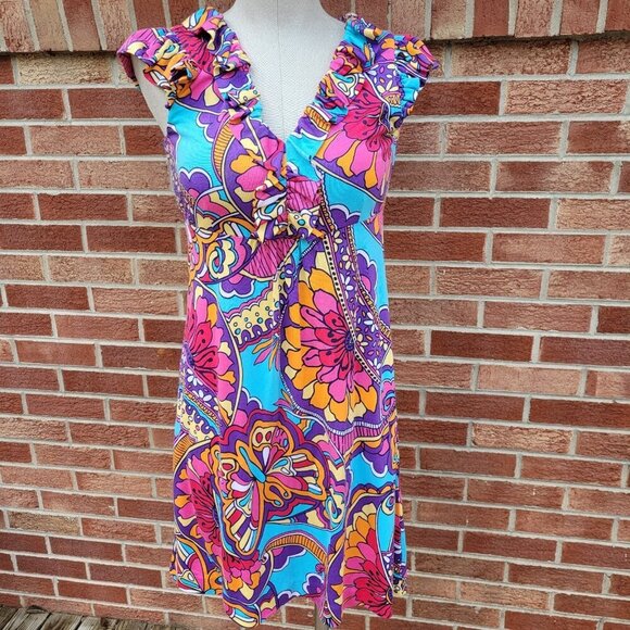 Lily Pulitzer Sun Dress Women's Size Small Colorful Floral Silk Blend - Picture 1 of 7